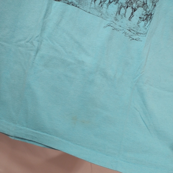 Vintage Single Stitch 1980 - Blue Short Sleeve " The Trail Of Tears" T-shirt - L - Picture 9 of 12
